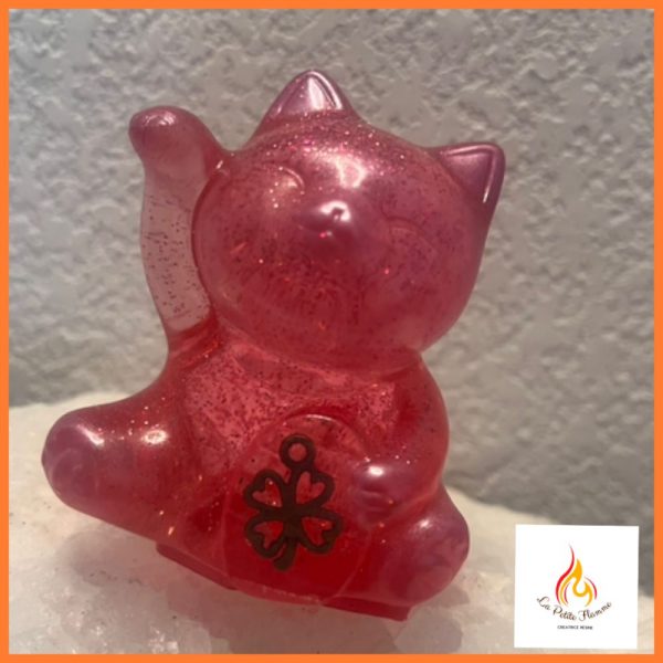 maneki neko rose création résine la petite flamme