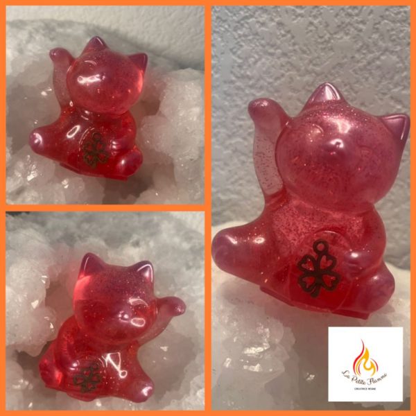 maneki neko rose résine chance création la petite flamme