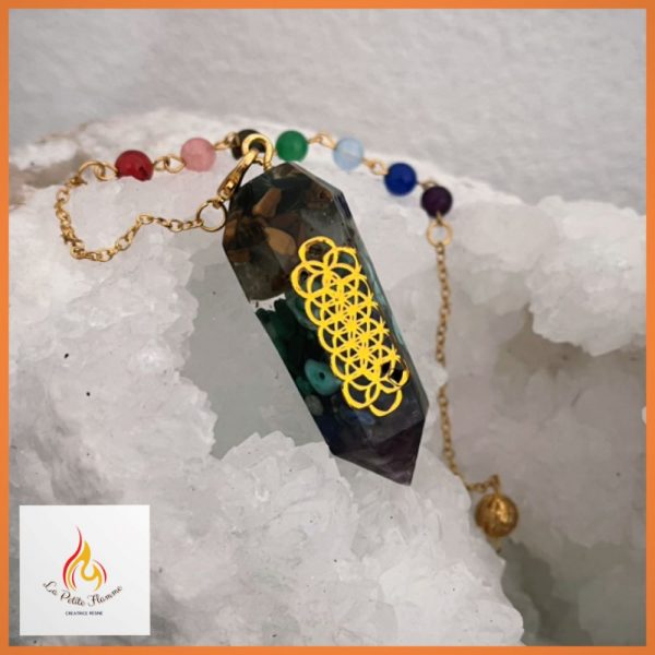 pendule Orgone chakras résine création la petite flamme