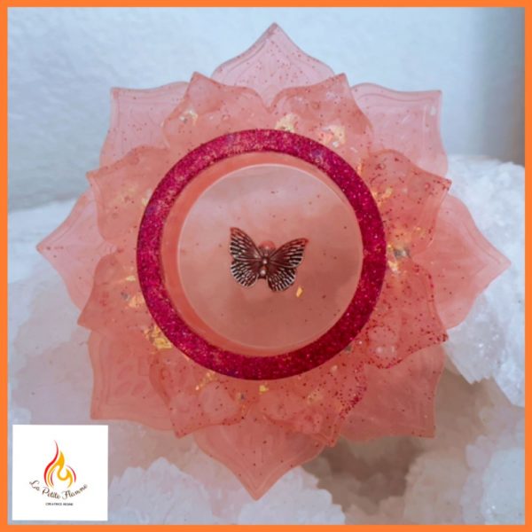 porte bougie lotus quartz rose création la petite flamme
