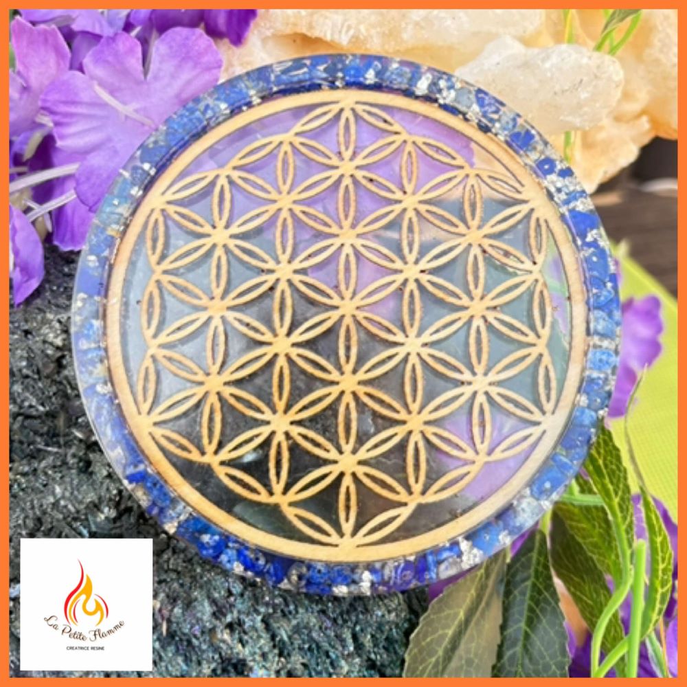 plateau fleur de vie lapis la zuli creation la petite flamme resine