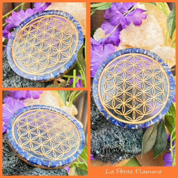 plateau fleur de vie lapis lazuli creation la petite flamme résine