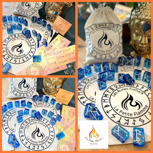 futhark lapis lazuli apatite bleue résine rune création la petite flamme