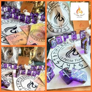 Runes Futhark Améthyste Obsidienne noire