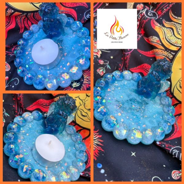 Ange de lumière bleu transparent création résine la petite flamme