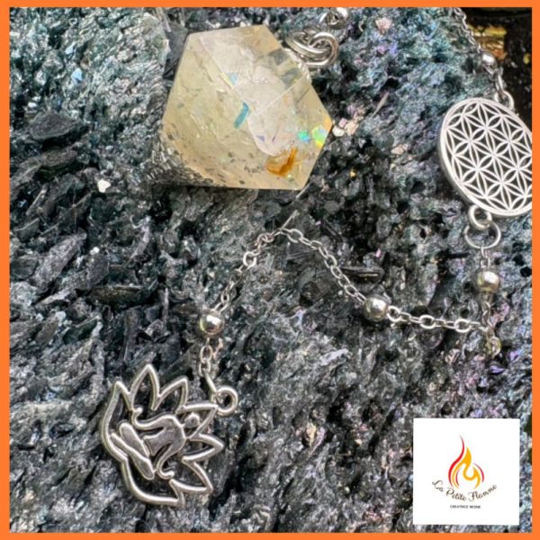 pendule divinatoire citrine orgonite création la petite flamme